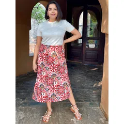 Label Tanvee Printed Pure Cotton A-Line Midi Skirt-picture-36