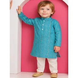 LABELZERO Unisex Kids Regular Kurta with Pyjamas-picture-35