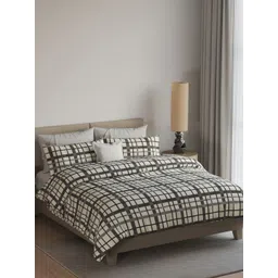 LABHAM Easy Living Off White & Grey Printed 180 TC Cotton King Bedsheet & 2 Pillow Covers-picture-36