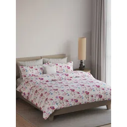 LABHAM Easy Living White & Pink Printed 180 TC Cotton King Bedsheet & 2 Pillow Covers-picture-34