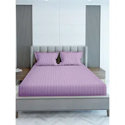 LABHAM Purple Striped 210 TC King Bedsheet with 2 Pillow Covers-picture-17