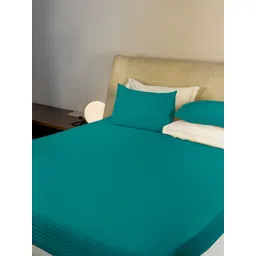 LABHAM Teal Striped  Cotton 210 TC King Bedsheet With 2 Pillow Covers-picture-29