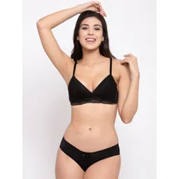 Laceandme Women Black Self-Design Crochet Mesh Lingerie Set 3373-picture-21