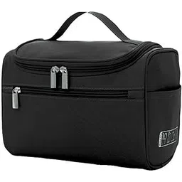 LACOPINE Polyester Women's Multi Functional Travel Toiletry Hanging Makeup Organiser Bag (Black)-picture-14