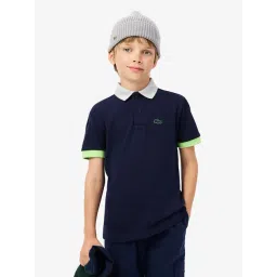 LACOSTE Kids Blue Colourblock Cotton Pique Polo T-Shirt-picture-40