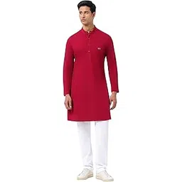 lacoste Men's Full Sleeve Knee Length Slim Fit Kurta-picture-17