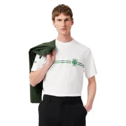 Lacoste White Abstract Classic Fit T-Shirt-picture-18