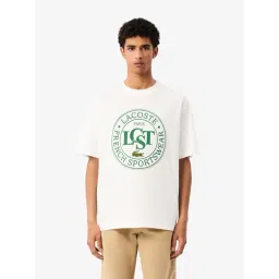 Lacoste White Loose Fit Printed T-Shirt-picture-40