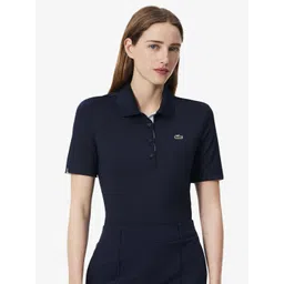 Lacoste Women Solid Polo Collar Slim Fit T-shirt-picture-15