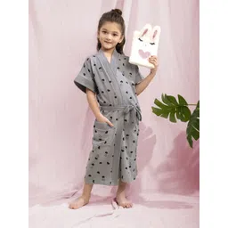 lacylook HotGown Kids Grey Printed Terry Cotton Bath Robe-picture-30