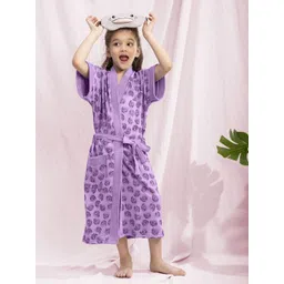LacyLook Kids Lavender Printed Terry Cotton Bath Robe-picture-29