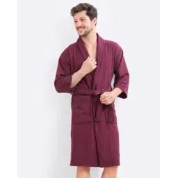 lacylook Men Cotton Bath Robe with Waist Tie-picture-53