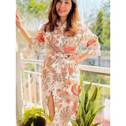 LacyLook Women Printed Kimono Style Cotton Waffle Bath Robe-picture-25