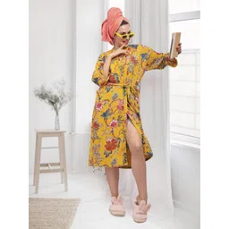 LacyLook Women Waffle Printed Pure Cotton Bath Robe-picture-27