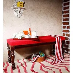 Ladia Woods Solid Sheesham Wood Upholstered Bench | Bed Benches for Bedroom | Hallway, Balcony & Dinning Furniture | 2 Seater Dining Bench with Maroon Cushion | Brown Finish-picture-32