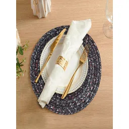LADLI JEE 2-Pcs Black & Grey Woven Design Heat Resistant Table Placemats-picture-31