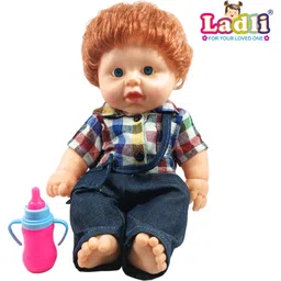 ladli Cute Doll Soft Body Mix check dress and kids wallet Golu Baba Toy for Kids-picture-24