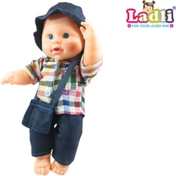 ladli Cute Hat Golu Baba Little Boy in Teddy Check Dress Doll for Kids-picture-13