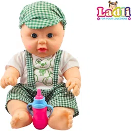 ladli Cute Soft Body Toy for Kids in Green Dress Realistic Looking Toy Kids golu baba-picture-27