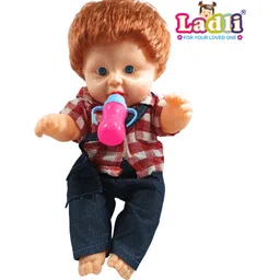 ladli Golu Baba Cute Little Boy in Teddy Check Dress Doll for Kids Rubber Clothes_E-picture-10