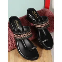 LADOO'S Leather Party Wedge Sandals image 1