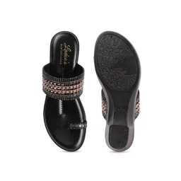 LADOO'S Leather Party Wedge Sandals image 2