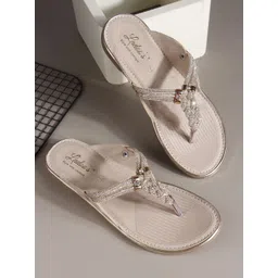 LADOO'S Women Embellished Open Toe T-Strap Flats-picture-19