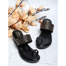 LADOO'S Women Embellished Open Toe Wedge Heel Sandals-picture-17