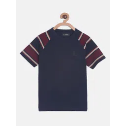 LAdore Boys Navy Blue Solid Round Neck Pure Cotton T-shirt-picture-40
