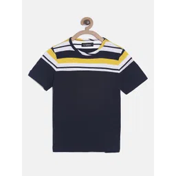 LAdore Boys Navy Blue Striped Round Neck Pure Cotton T-shirt-picture-57