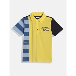 LAdore Boys Yellow & Blue Printed Polo Collar Pure Cotton T-shirt-picture-22