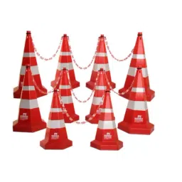 Ladwa 750 mm Road Safety Cone with 10 mtr Chain and Reflective Strips Collar LSI-NC-P10,(10 Pcs)-picture-47