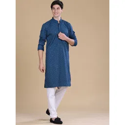 LADY BERRY Men Geometric Embroidered Sequinned Grandeur & Majestic Artwork Kurta-picture-12