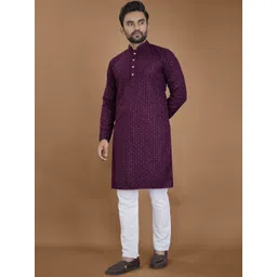 LADY BERRY Men Geometric Embroidered Sequinned Grandeur & Majestic Artwork Kurta-picture-27