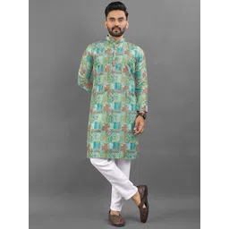 LADY BERRY Men Geometric Embroidered Sequinned Grandeur & Majestic Artwork Kurta-picture-42
