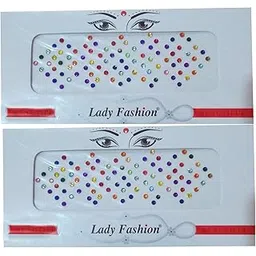 Lady Fashion Small Size Multicolour Stone Bindi Set Of 2-picture-22