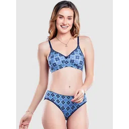 Lady Love Women Blue & White Printed Lingerie Set LLSET9034-picture-19