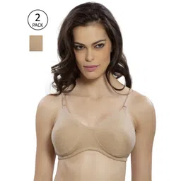 Lady Love Women Set Of 2 Nude-Coloured Non Padded Seamless T-Shirt Bras-picture-12