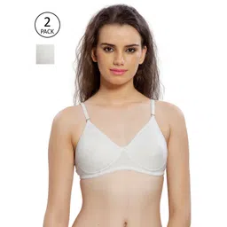 Lady Love Women Set Of 2 White Cotton Solid T-Shirt Bras-picture-18