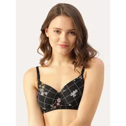 Lady Lyka Floral Printed Medium Coverage Lightly Padded Seamless Cotton T-shirt Bra-picture-25