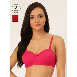 Lady Lyka Fuchsia Pink & Maroon Pack of 2 Solid T-shirt Bra SWEET18-picture-30