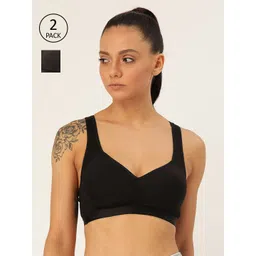 Lady Lyka Pack of 2 Black Solid Non-Wired Lightly Padded Workout Bras PROVOGUE-picture-27