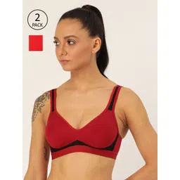 Lady Lyka Pack Of 2 Maroon & Red Solid Non-Wired Non Padded Beginners Bra YOUNGSTER-picture-39