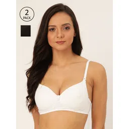 Lady Lyka Pack Of 2 Solid Non-Wired Lightly Padded T-shirt Bra AQUA-WHT-BLK-Multi-picture-21