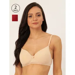 Lady Lyka Pack of 2 Solid Non-Wired Lightly Padded T-shirt Bra image 1