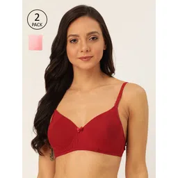 Lady Lyka Pack Of 2 Solid Non-Wired Lightly Padded T-shirt Bra WHITE-ROSE-MRN-PNK-Multi-picture-14