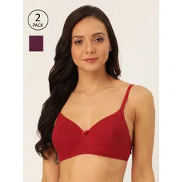 Lady Lyka Pack Of 2 Solid Non-Wired Lightly Padded T-shirt Bra WHITE-ROSE-MRN-PPL-Multi-picture-16