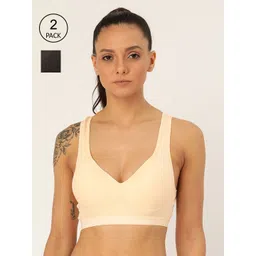 Lady Lyka Pack of 2 Solid Non-Wired Lightly Padded Workout Bras-picture-22