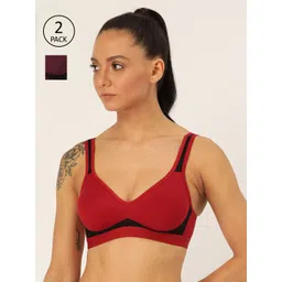 Lady Lyka Pack of 2 Solid Non-Wired Non Padded Beginners Bra YOUNGSTER-02-MRN-PPL-picture-34