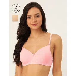 Lady Lyka Pink & Beige Solid Non-Wired Lightly Padded T-shirt Bra-picture-28